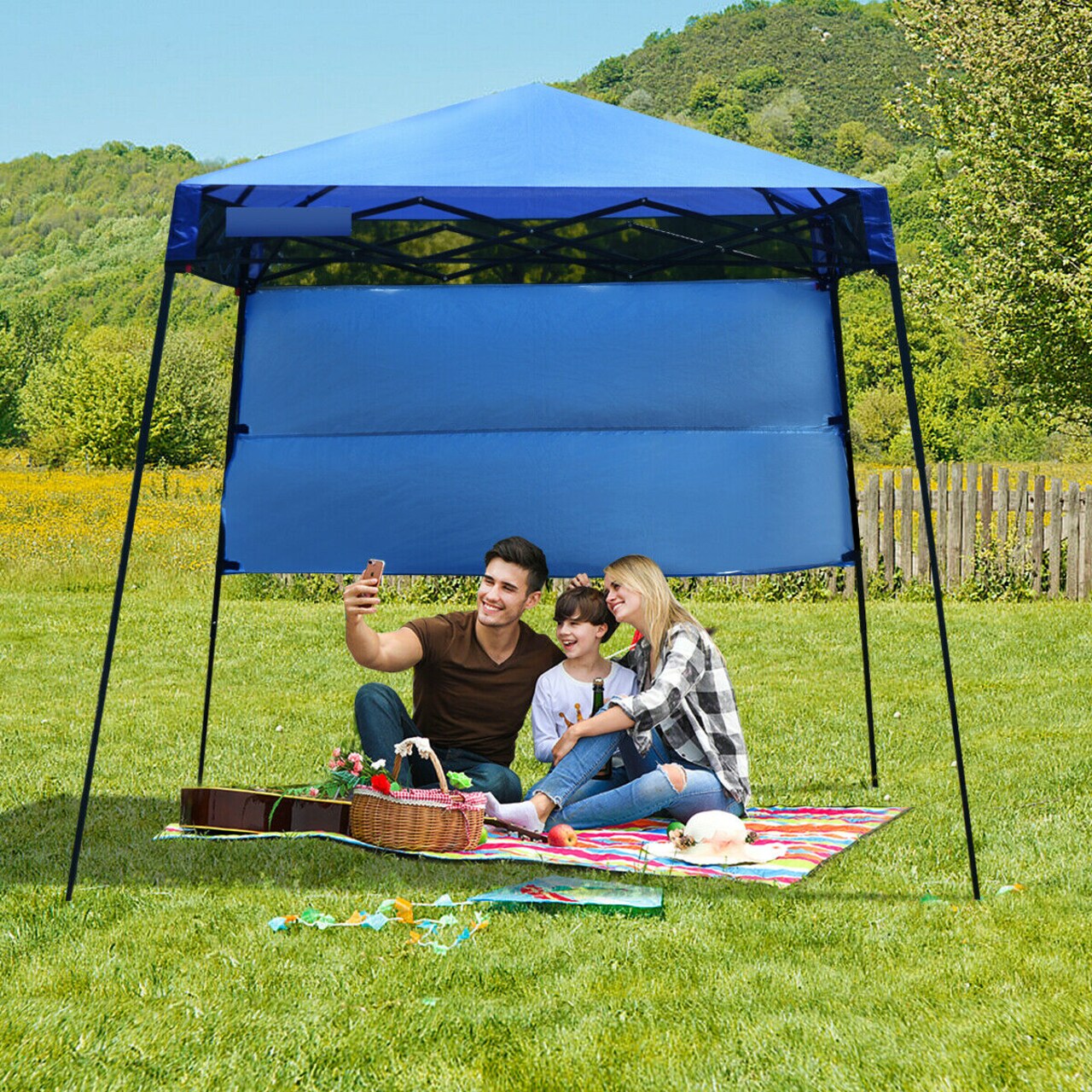 Gymax 7x7 FT Slant Leg Pop up Canopy Tent Shelter Adjustable